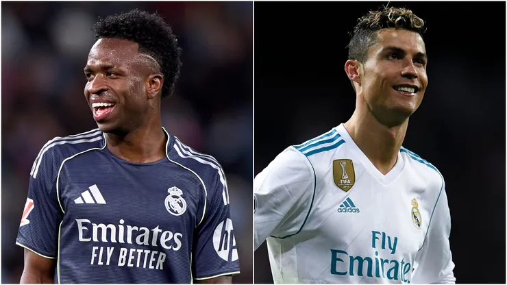 Vinicius Jr of Real Madrid and Cristiano Ronaldo.