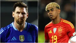 Lionel Messi of Argentina and Lamine Yamal of Spain.