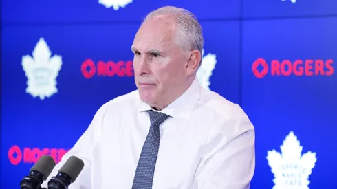 Head coach Craig Berube of the Toronto Maple Leafs speaks to the media.