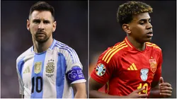 Lionel Messi of Argentina and Lamine Yamal of Spain.