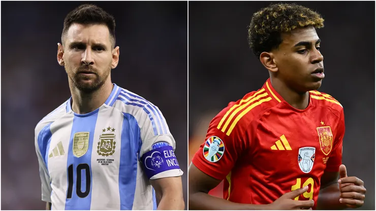 Lionel Messi of Argentina and Lamine Yamal of Spain.