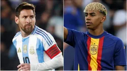 Lionel Messi of Argentina and Lamine Yamal of Spain.