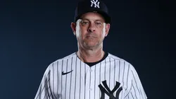 Aaron Boone poses for a photo during New York Yankees Photo Day.