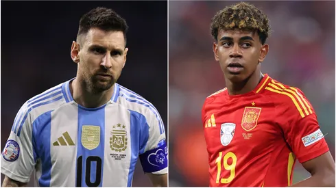 Lionel Messi of Argentina and Lamine Yamal of Spain.