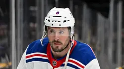 J.T. Miller #8 of the New York Rangers at the TD Garden