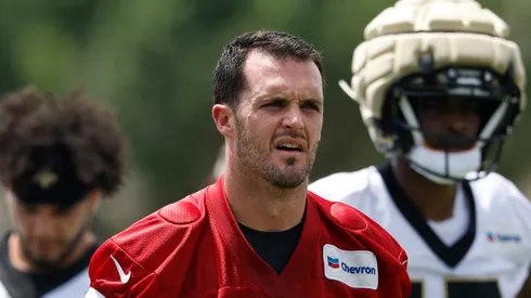 Derek Carr at the New Orleans Saints Practice facility