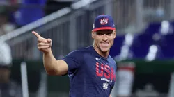 Aaron Judge of United States gestures before the game vs Dominican Republic.