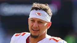 Patrick Mahomes before a game with the Chiefs.