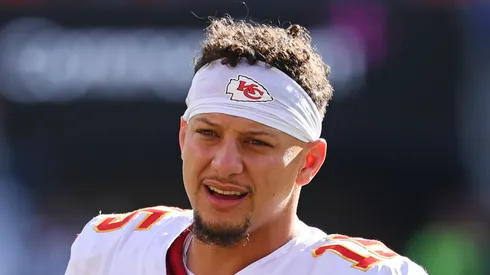 Patrick Mahomes before a game with the Chiefs.