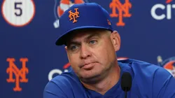 Manager Carlos Mendoza of the New York Mets speaks to media.