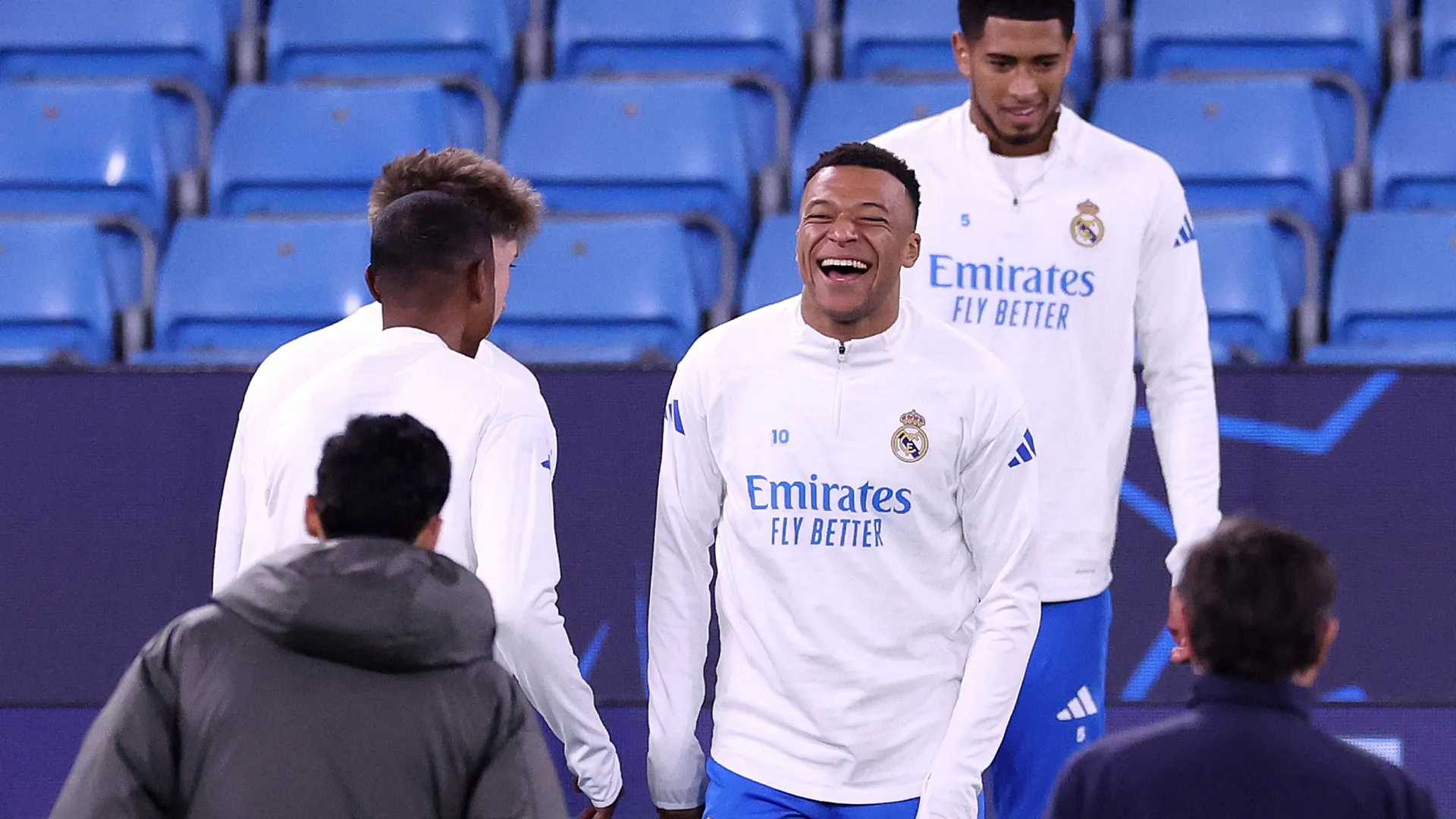 Kylian Mbappe during a training session ahead of the UEFA Champions League 2025/26 Round of 16 Second Leg match (Source: Alex Livesey/Getty Images)