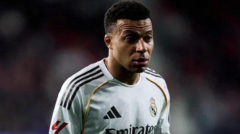 Kylian Mbappe of Real Madrid looks on during a LaLiga EA Sports match in 2026.