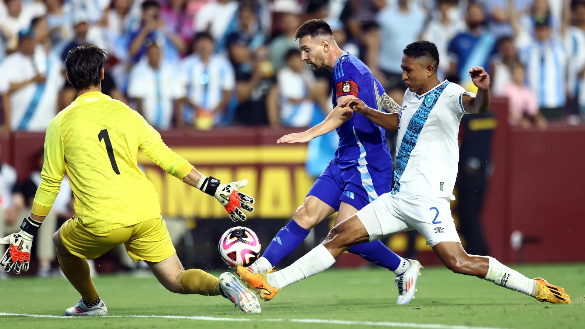 Lionel Messi during a game vs Guatemala in 2024. (Getty Images)