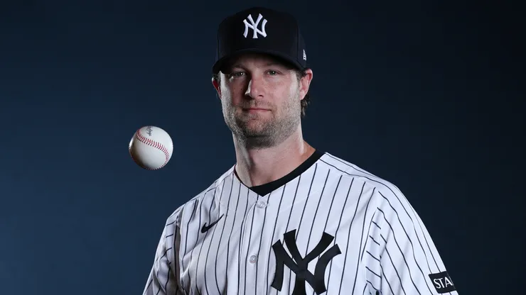 Gerrit Cole #45 of the New York Yankees poses for a photo.