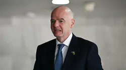 FIFA President Gianni Infantino speaks to the press.