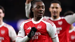 Eberechi Eze of Arsenal celebrates scoring.