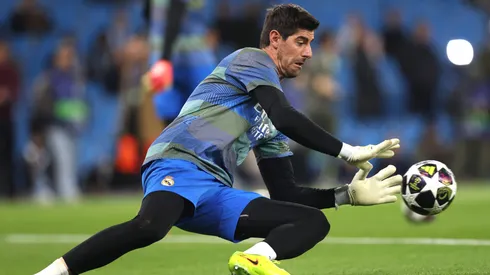 Thibaut Courtois of Real Madrid warms up.