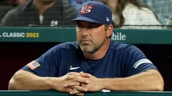 Manager Mark DeRosa looks on from the dugout.