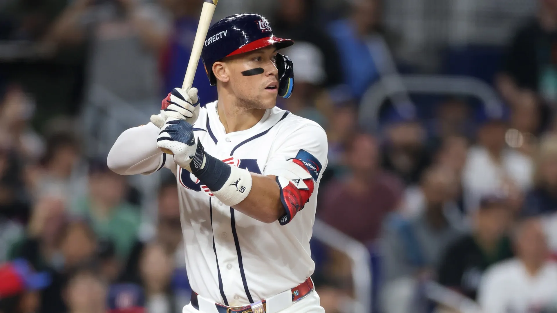Aaron Judge #99 of Team United States bats against Team Venezuela. Al Bello/Getty Images