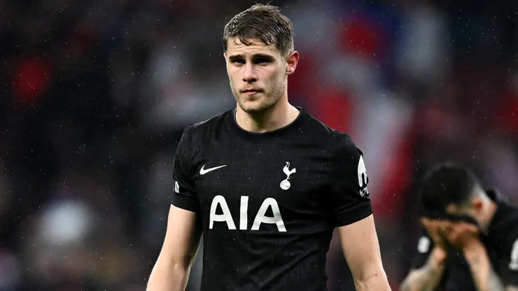 Micky van de Ven of Tottenham at the UEFA Champions League 2025/26 Round of 16 First Leg match.