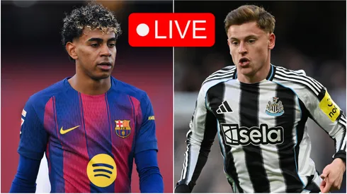 Lamine Yamal of Barcelona and Harvey Barnes of Newcastle.