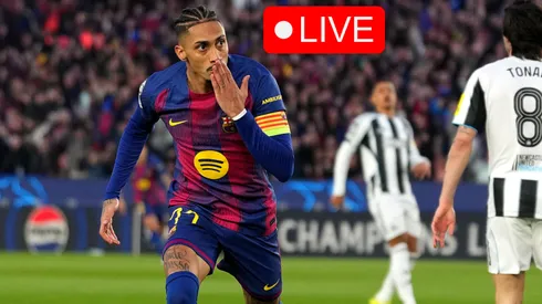 Raphinha celebrates a goal vs Newcastle.