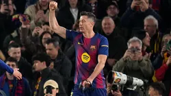 Robert Lewandowski of FC Barcelona celebrates.