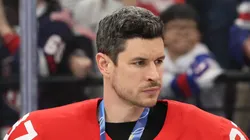 Sidney Crosby during medal ceremony at 2026 Winter Olympics