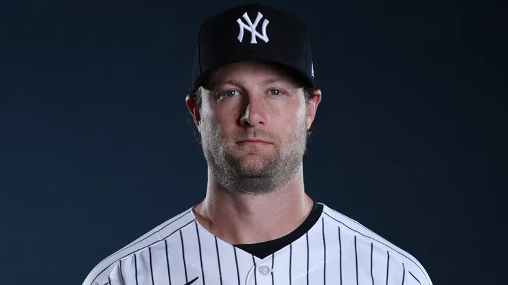 Gerrit Cole #45 of the Yankees poses for a photo during Spring Training.