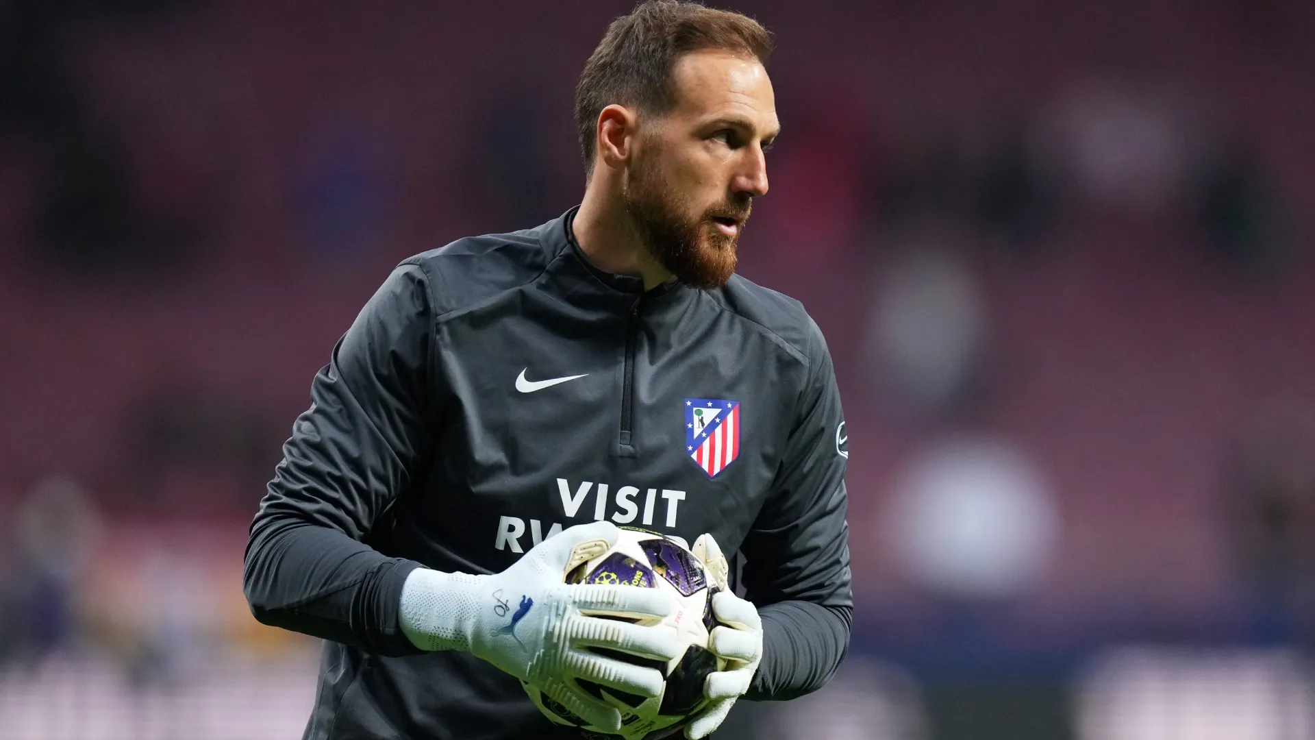 Jan Oblak looks on during the warm up prior to a 2026 UEFA Champions League match (Source: Angel Martinez/Getty Images)