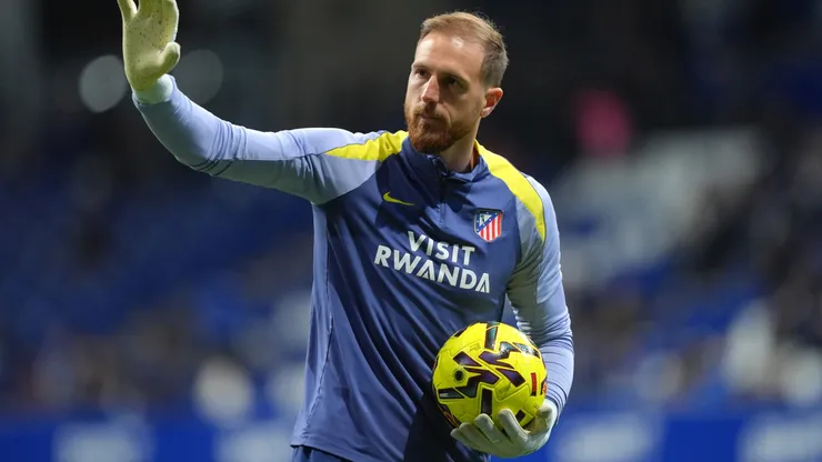 Jan Oblak of Atletico de Madrid warms up prior to a LaLiga EA Sports match in 2026.