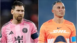 Lionel Messi of Inter Miami and Keylor Navas of Pumas.