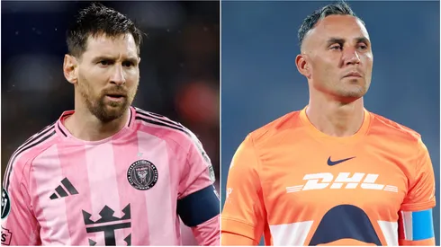 Lionel Messi of Inter Miami and Keylor Navas of Pumas.
