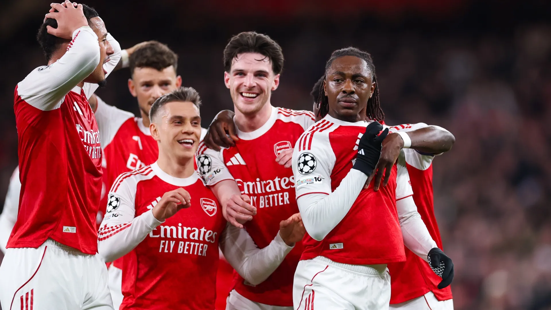 Eberechi Eze of Arsenal celebrates scoring the opening goal during the 2026 UEFA Champions League (Source: Warren Little/Getty Images)