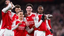 Eberechi Eze of Arsenal celebrates scoring the opening goal during the UEFA Champions League 2025/26 Round of 16 Second Leg.