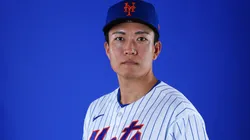 Kodai Senga #34 of the Mets poses for a photo during the Photo Day.