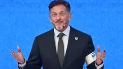 Alejandro Dominguez speaks on stage ahead the Copa CONMEBOL Libertadores 2026 draw.