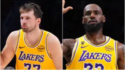 Luka Doncic and LeBron James of Los Angeles Lakers.