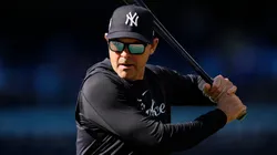 Aaron Boone #17 of the New York Yankees takes batting practice.