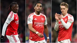 Eberechi Eze (L) Jurrien Timber (C) Martin Odegaard (R).