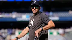 Manager Aaron Boone #17 of the New York Yankees looks on.