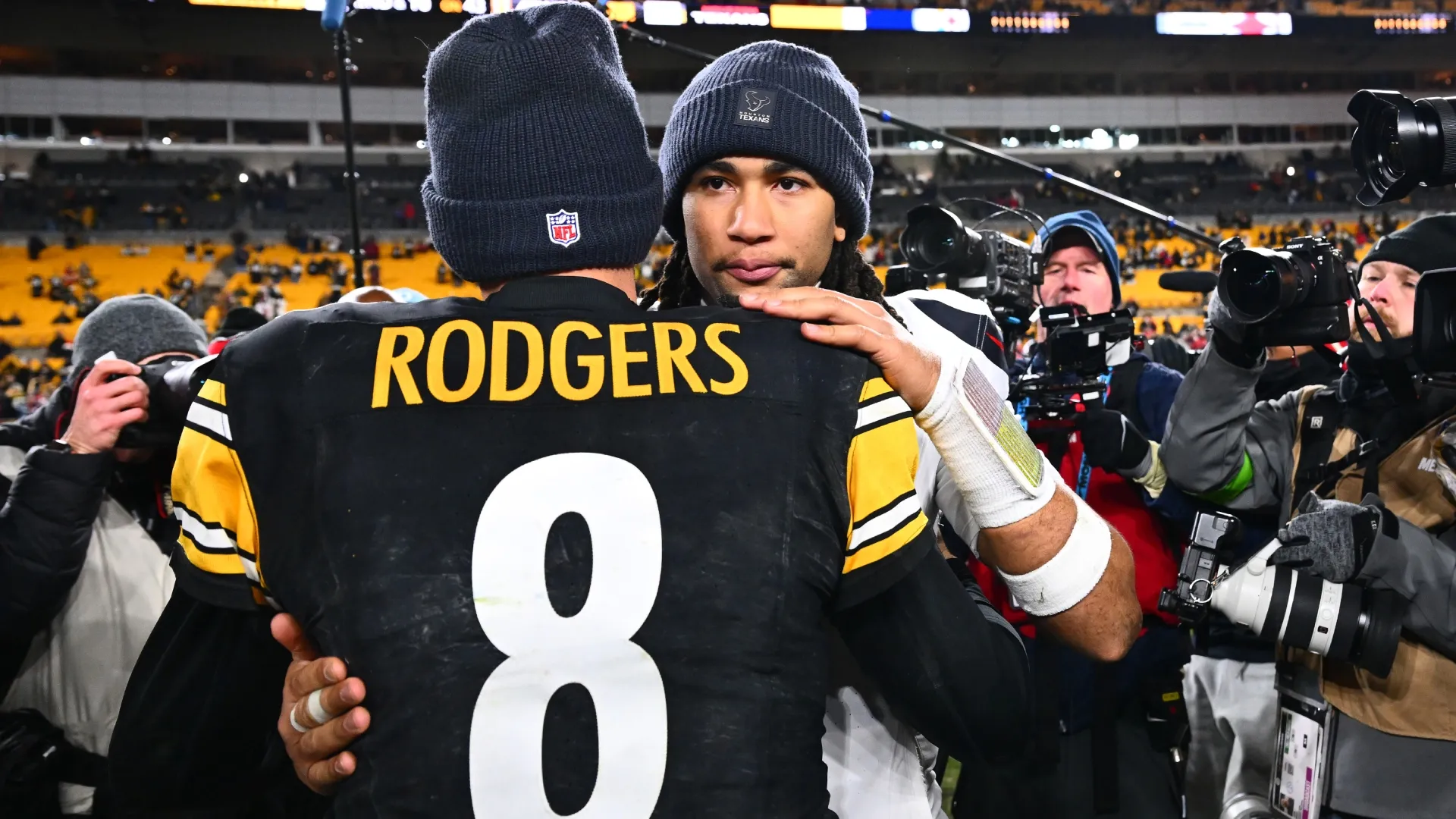 Aaron Rodgers with CJ Stroud