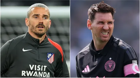 Antoine Griezmann of Atletico Madrid and Lionel Messi of Inter Miami.