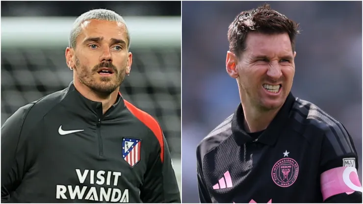 Antoine Griezmann of Atletico Madrid and Lionel Messi of Inter Miami.