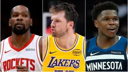 Kevin Durant, Luka Doncic and Anthony Edwards.