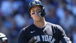 Aaron Judge #99 of the Yankees bats against the Cubs.