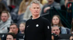 Head Coach Steve Kerr of the Golden State Warriors watches play.