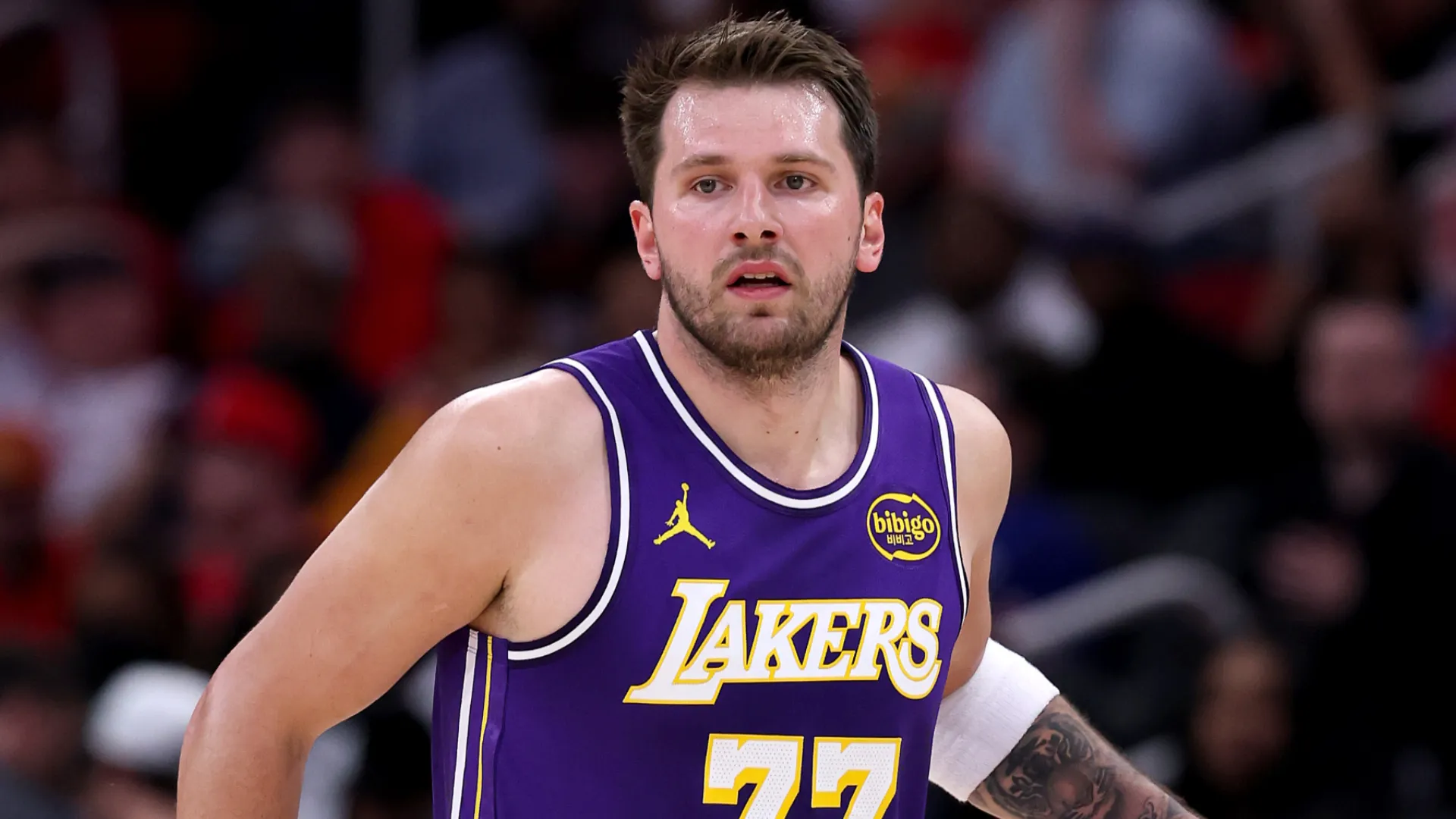 Luka Doncic during an NBA game with the Lakers