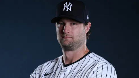 Gerrit Cole #45 of the Yankees poses for a photo during Spring Training.