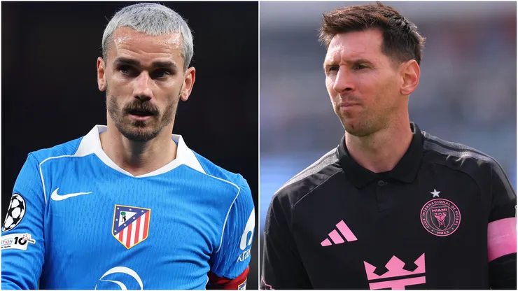 Antoine Griezmann of Atletico Madrid and Lionel Messi of Inter Miami.